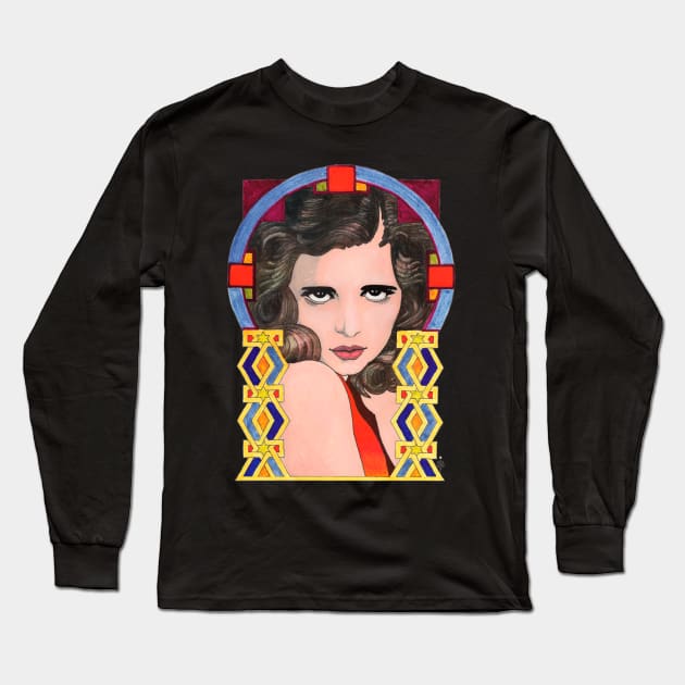 Deco Girl #1 Long Sleeve T-Shirt by Indigenous Bert